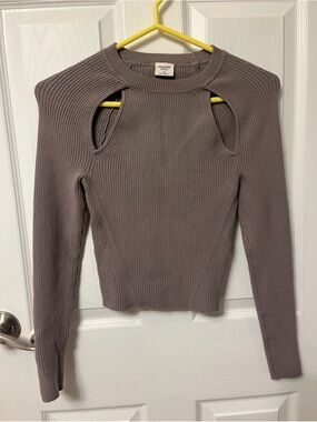 Abercrombie & Fitch Cutout Ribbed Knit Sweater M Mauve